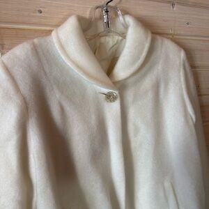 Vintage Penneys Ivory Felted Jacket w Decorative Buttons and Bow Back Detail